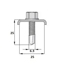 Clema cu surub autoforant verde pentru prindere panouri bordurate M6.3 x 25 mm, RAL 6005