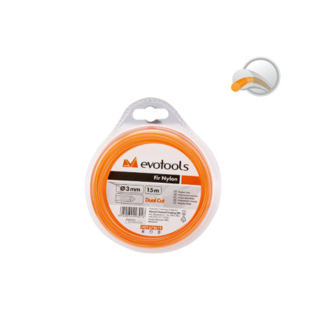 Fir motocoasa nylon rotund Dual Cut 3 mm x 15 m, EvoTools