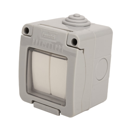 Intrerupator exterior dublu Evotools, 230 V, 16 A, IP55