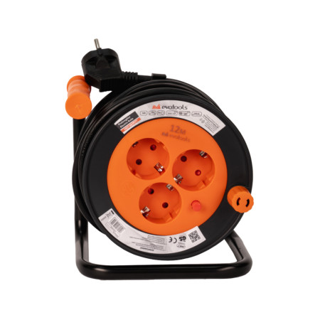 Prelungitor electric rola 3 prize Evotools, 12 m, 16 A, 3G1.5 mm²