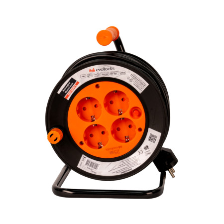 Prelungitor electric rola 4 prize Evotools, 25 m, 16 A, 3G1.5 mm²