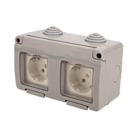Priza exterior dubla Schuko Evotools, 230 V, 16 A, IP55