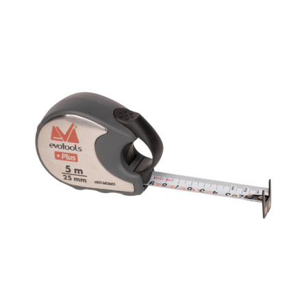 Ruleta cu automentinere inox Evotools +Plus, 5 m x 25 mm