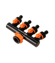 Adaptor furtun cu robineti Evotools, 4 cai Adaptor furtun cu robineti Evotools, 4 cai