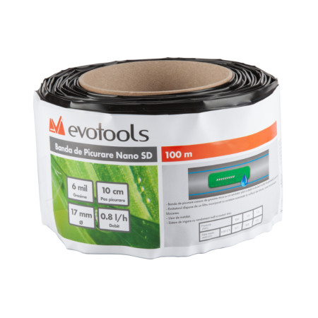Banda de picurare Nano SD Evotools, 17 mm, 0.15 mm, distanta 10 cm, rola 100 m