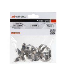 Colier inox pentru furtun Evotools, 16-32 mm