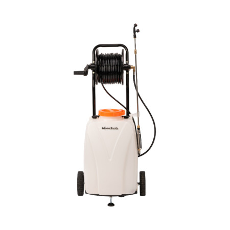 Pompa de stropit cu acumulator, roti si furtun 30 m Evotools, 40 l