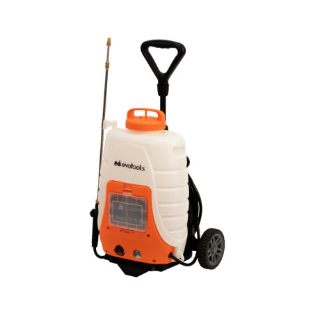 Pompa de stropit cu acumulator si roti de transport Evotools, 18 l