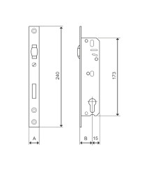 Broasca pentru usa PVC cu rola si cilindru EvoTools, 173 mm, butuc 25 mm, contraplaca 22 x 240