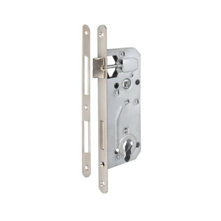 Broasca pentru usa cu cilindru EvoTools, interax 90 mm, 168 x 66 mm, zincata alb