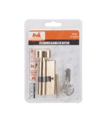 Cilindru din alama cu buton EvoTools, 70 mm, 35+35 mm, alama, 3 chei frezate