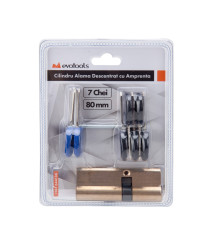 Cilindru din alama EvoTools cu 7 chei, 80 mm, 35+45 mm, descentrat Cilindru din alama EvoTools cu 7 chei, 80 mm, 35+45 mm, descentrat