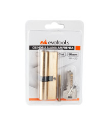 Cilindru pentru usa din alama EvoTools, 90 mm, 40+50 mm, alama, 5 chei Cilindru pentru usa din alama EvoTools, 90 mm, 40+50 mm, alama, 5 chei