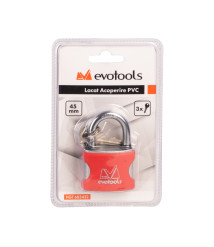 Lacat EvoTools cu protectie PVC, 38 mm, 3 chei