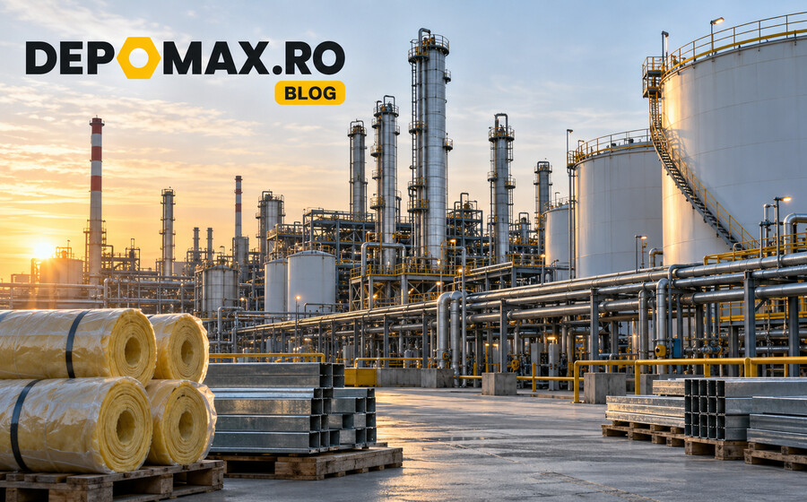 Complex chimic european cu instalații, rezervoare și conducte, alături de materiale izolatoare și profile metalice