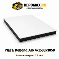 Placa BOND alb 4mm, 1500x3050mm, aluminiu 0.2mm