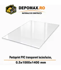 Placa PVC rigid Pentaprint Transparent Lucios/Lucios 0.5x1000x1400 mm Placa PVC rigid Pentaprint Transparent Lucios/Lucios 0.5x1000x1400 mm