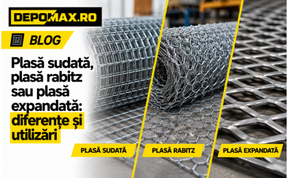 Mostre de plasă sudată cu ochiuri pătrate, plasă rabitz hexagonală și plasă expandată romboidală prezentate comparativ