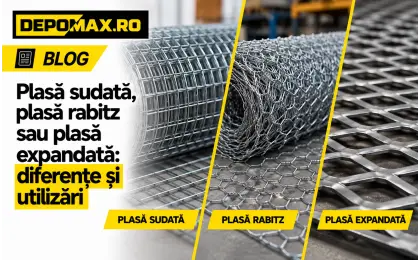 Mostre de plasă sudată cu ochiuri pătrate, plasă rabitz hexagonală și plasă expandată romboidală prezentate comparativ
