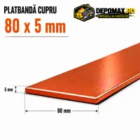 Platbanda cupru 80 x 5 mm – lungime 4 metri – EN Cu-ETP