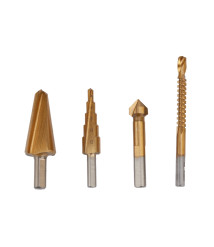 Set 4 piese burghiu in trepte HSS 4241, 4-12 mm, acoperire titan, EvoTools