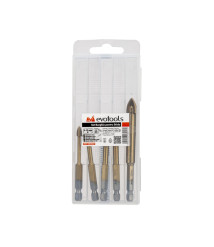 Set 5 burghie pentru sticla si placi ceramice 5-12 mm, coada hexagonala, EvoTools