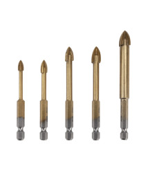 Set 5 burghie pentru sticla si placi ceramice 5-12 mm, coada hexagonala, EvoTools