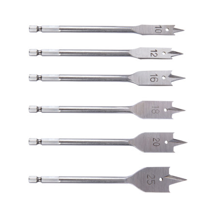 Set 6 burghie plate lemn 10-25 mm, EvoTools