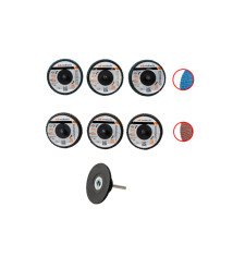 Set 6 mini discuri lamelare EvoTools 75 mm, P40/P60/P80, cu suport