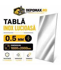 Tabla inox lucioasa BA, 0.5 x 1000 x 2000 mm, 2 mp