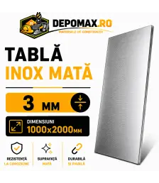 Tabla inox mata AISI 304 2B, 3 x 1000 x 2000 mm, 2 mp