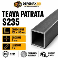 Teava patrata 100 x 100 x 8 mm, 6 metri