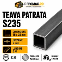 Teava patrata 35 x 35 x 2 mm, 6 metri