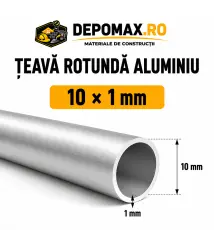 Teava rotunda aluminiu 10 x 1 mm, 6 metri (6060)