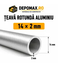 Teava rotunda aluminiu 14 x 2 mm, 6 metri (6060)