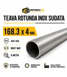 Teava rotunda inox sudata AISI 304, 168.3 x 4 mm, 6 metri