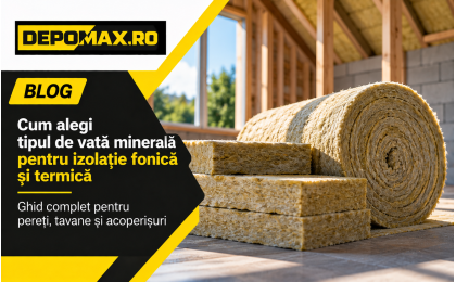 Vată minerală în plăci și rolă pentru izolarea termică și fonică a pereților și acoperișului
