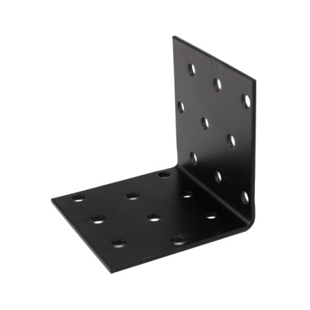Vinclu negru placa perforata imbinare lemn 60 x 60 x 60 mm, grosime 2 mm, EvoTools